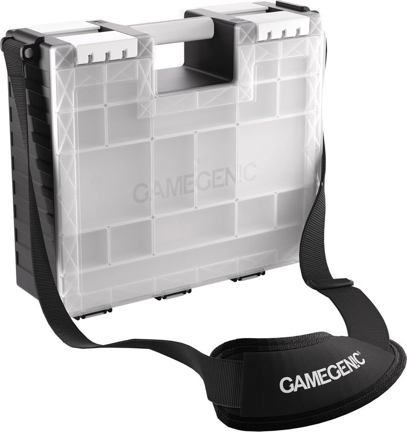 Gamegenic Game Castle - All-in-One Double-Sided Storage Case for Cards and Gaming Accessories, 19 Removable Trays in 5 Sizes, Ideal for Cards, Tokens, Dice and Tools, Black/White/Clear Color, Made by - Image 2
